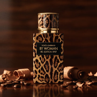 Dolce & Gabbana By Woman Re-Edition EDP on dark polished sandalwood with coffee beans and sandalwood