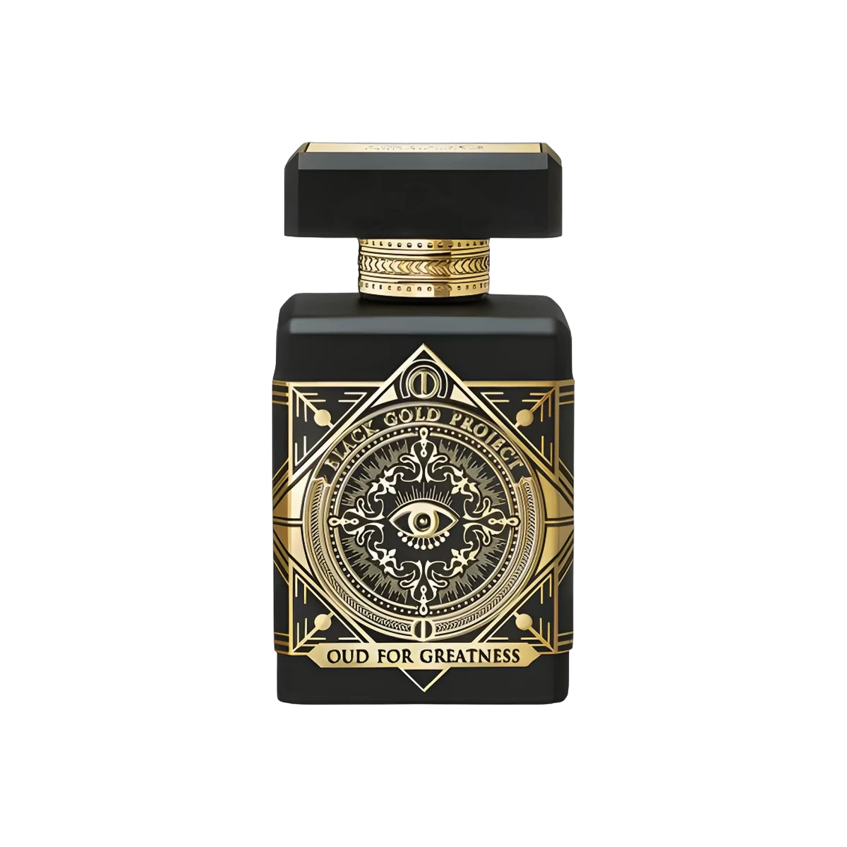 Initio Oud for Greatness Black Gold Project bottle on white background