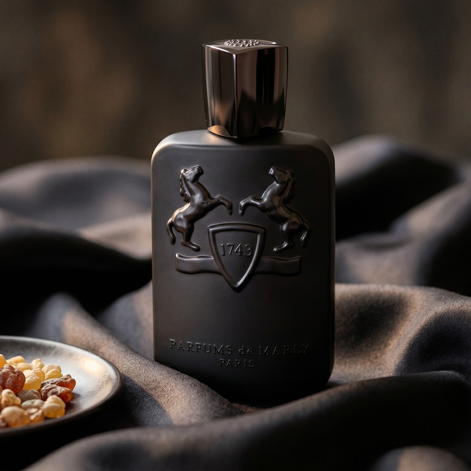 Parfums de Marly Herod on black velvet with a thread of smoking oud between folds