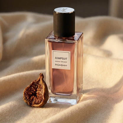 Yves Saint Laurent Jumpsuit on sand-colored mohair with a dried apricot split in two